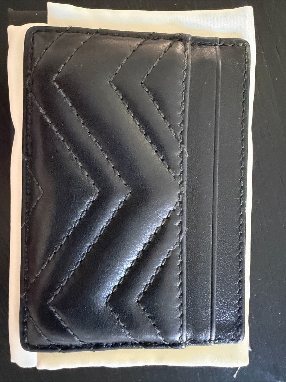 Gucci Black Quilted Leather Card Holder with Gold GG - Picture 5 of 6